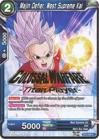 Majin Defier, West Supreme Kai (Titan Player Stamped) (BT3-039) [Tournament Promotion Cards] | Tables and Towers