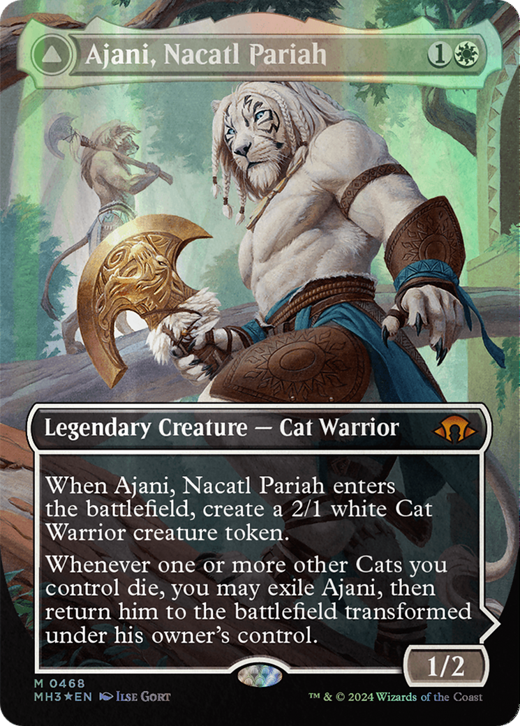 Ajani, Nacatl Pariah // Ajani, Nacatl Avenger (Borderless) (Textured Foil) [Modern Horizons 3] | Tables and Towers