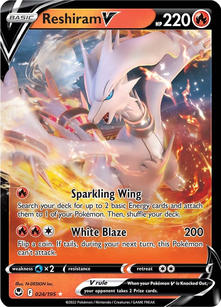 Reshiram V (024/195) [Sword & Shield: Silver Tempest] | Tables and Towers