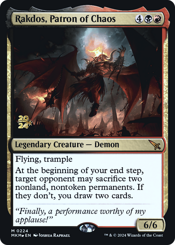 Rakdos, Patron of Chaos [Murders at Karlov Manor Prerelease Promos] | Tables and Towers