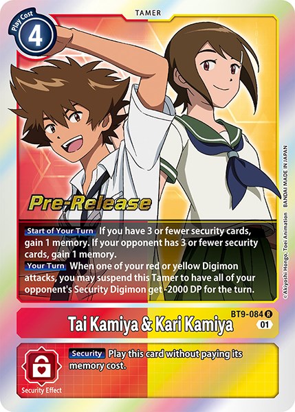 Tai Kamiya & Kari Kamiya [BT9-084] [X Record Pre-Release Promos] | Tables and Towers