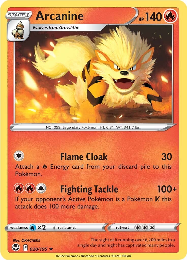 Arcanine (020/195) [Sword & Shield: Silver Tempest] | Tables and Towers