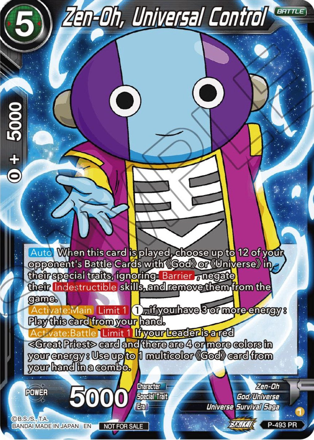 Zen-Oh, Universal Control (Zenkai Series Tournament Pack Vol.3) (P-493) [Tournament Promotion Cards] | Tables and Towers