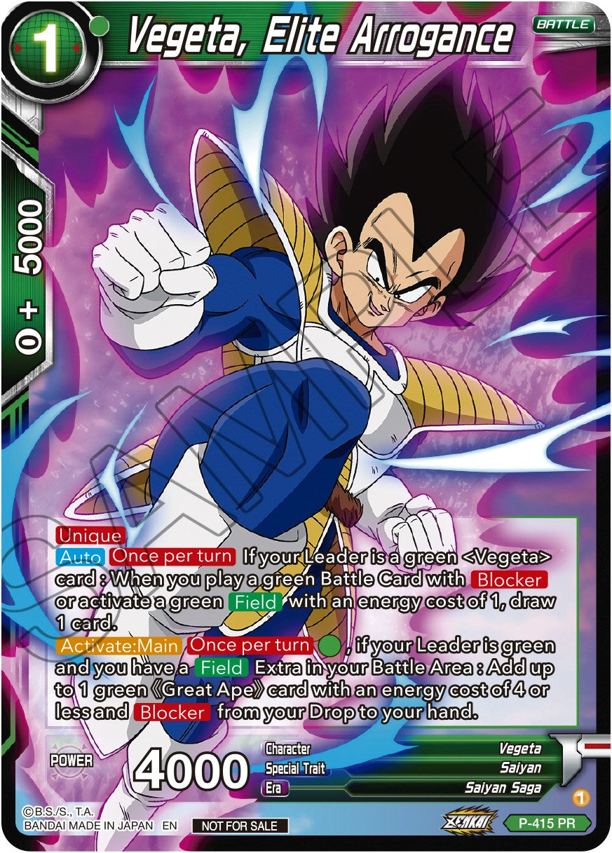 Vegeta, Elite Arrogance (Zenkai Series Tournament Pack Vol.1) (P-415) [Tournament Promotion Cards] | Tables and Towers