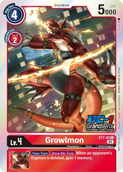 Growlmon [ST7-05] (DC-1 2022 Stamped) [Starter Deck: Gallantmon Promos] | Tables and Towers