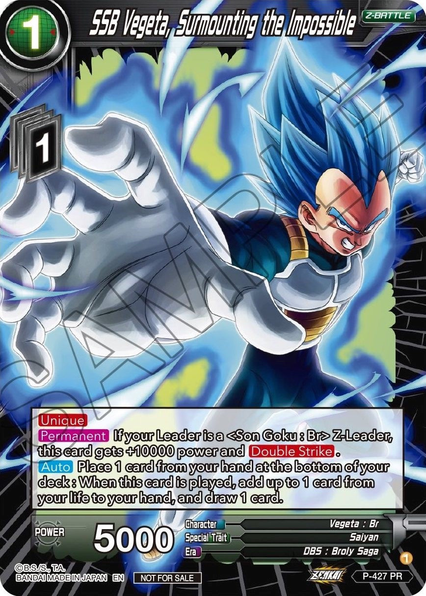 SSB Vegeta, Surmounting the Impossible (P-427) [Promotion Cards] | Tables and Towers