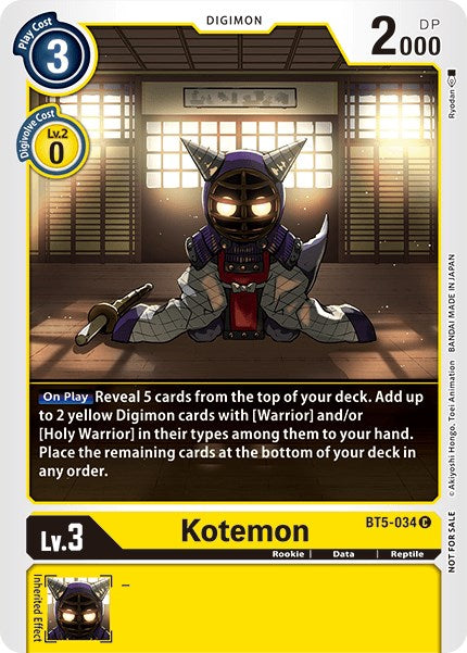 Kotemon [BT5-034] (Tamer Party Vol. 5) [Battle of Omni Promos] | Tables and Towers