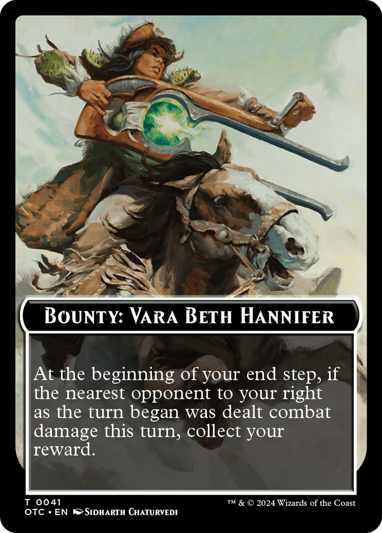 Bounty: Vara Beth Hannifer // Bounty Rules Double-Sided Token [Outlaws of Thunder Junction Commander Tokens] | Tables and Towers