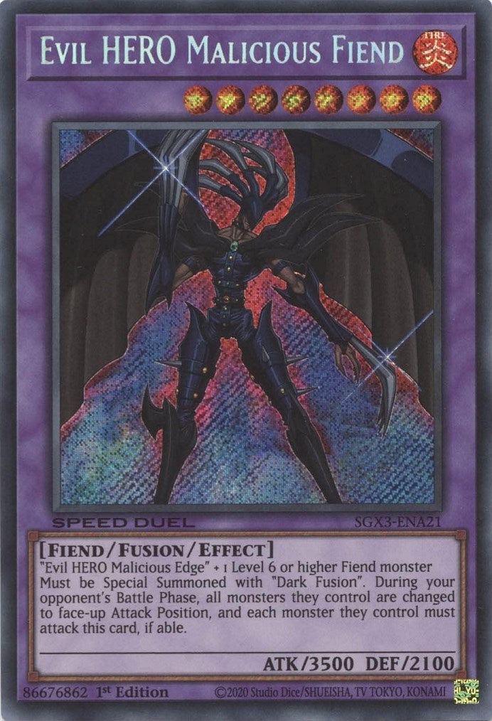 Evil HERO Malicious Fiend [SGX3-ENA21] Secret Rare | Tables and Towers