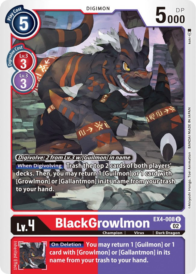 BlackGrowlmon [EX4-008] [Alternative Being Booster] | Tables and Towers