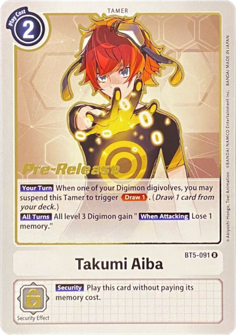 Takumi Aiba [BT5-091] [Battle of Omni Pre-Release Promos] | Tables and Towers