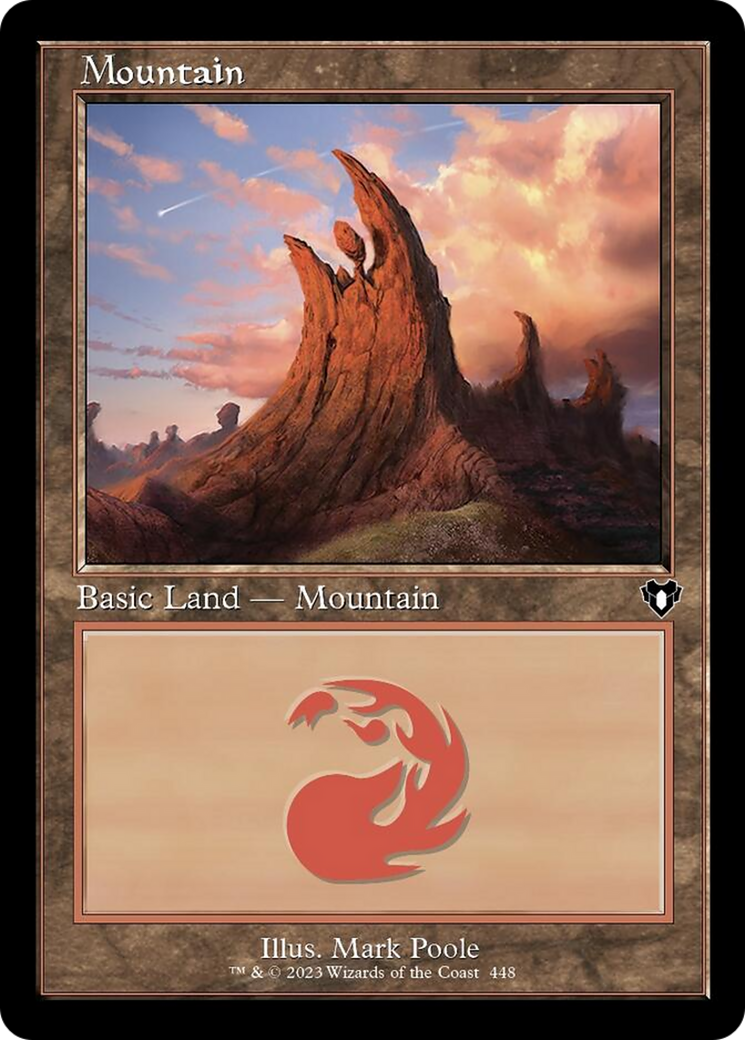 Mountain (448) (Retro) [Commander Masters] | Tables and Towers