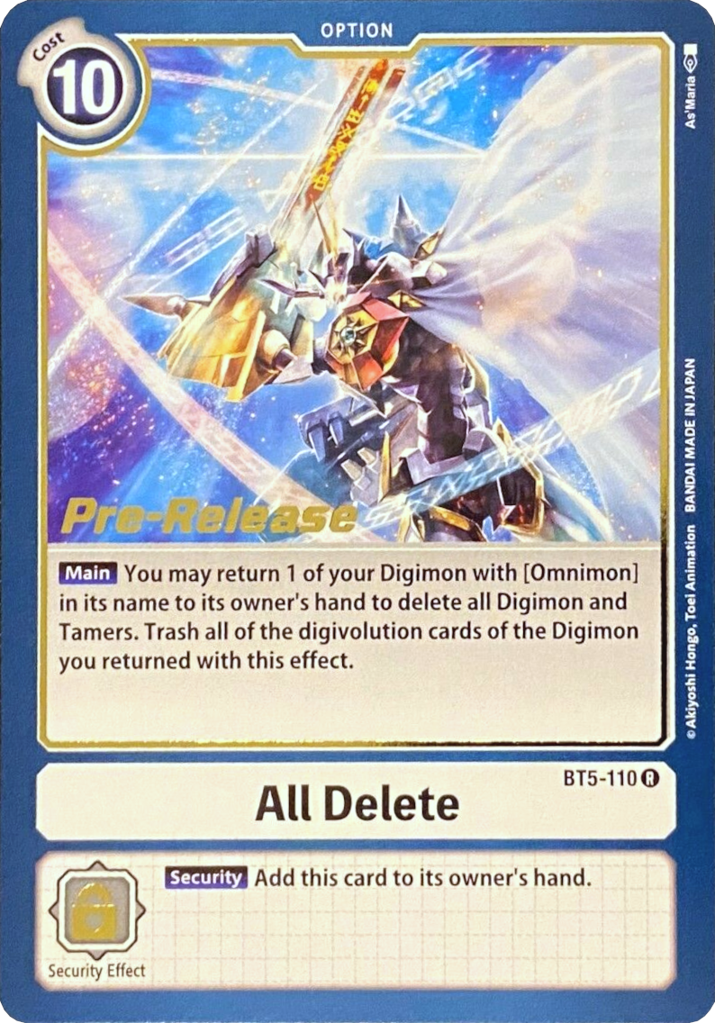 All Delete [BT5-110] [Battle of Omni Pre-Release Promos] | Tables and Towers