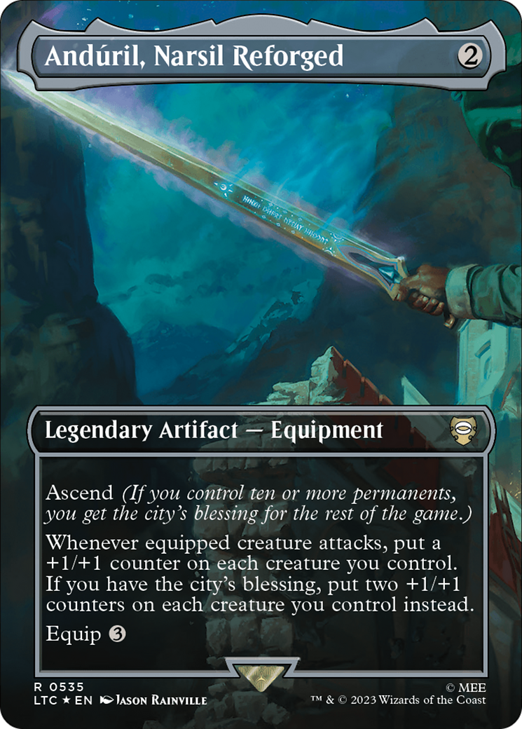 Anduril, Narsil Reforged (Borderless) (Surge Foil) [The Lord of the Rings: Tales of Middle-Earth Commander] | Tables and Towers