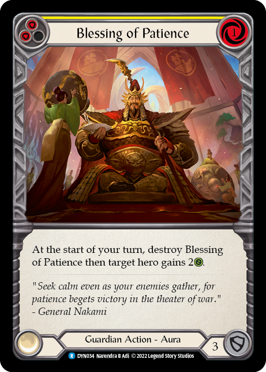 Blessing of Patience (Yellow) [DYN034] (Dynasty)  Rainbow Foil | Tables and Towers