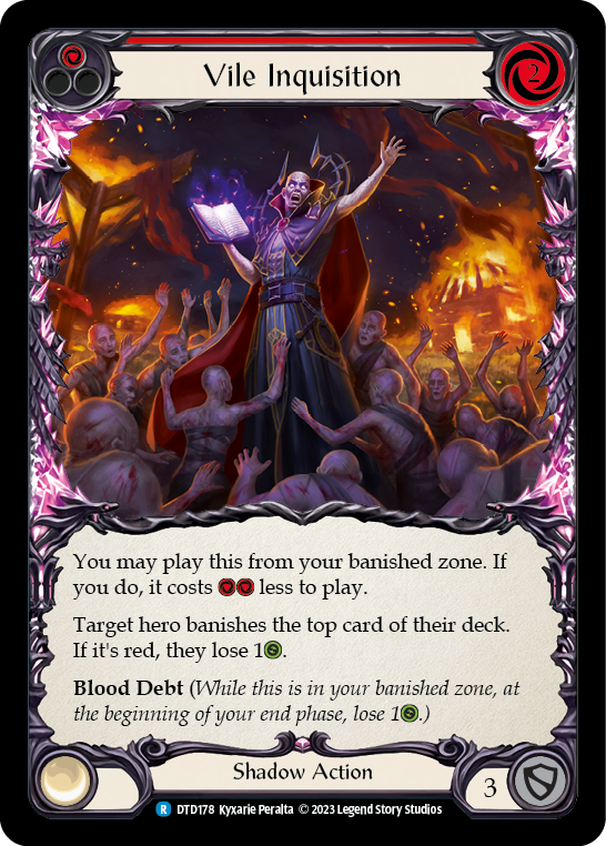 Vile Inquisition (Red) [DTD178] (Dusk Till Dawn)  Rainbow Foil | Tables and Towers