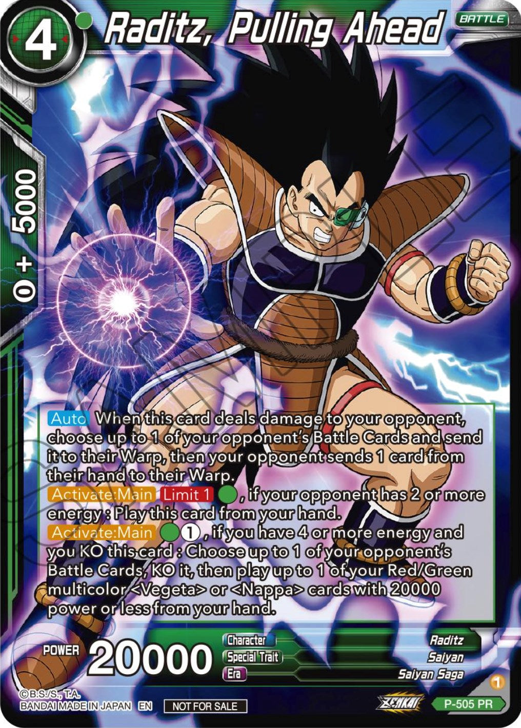 Raditz, Pulling Ahead (Zenkai Series Tournament Pack Vol.4) (P-505) [Tournament Promotion Cards] | Tables and Towers