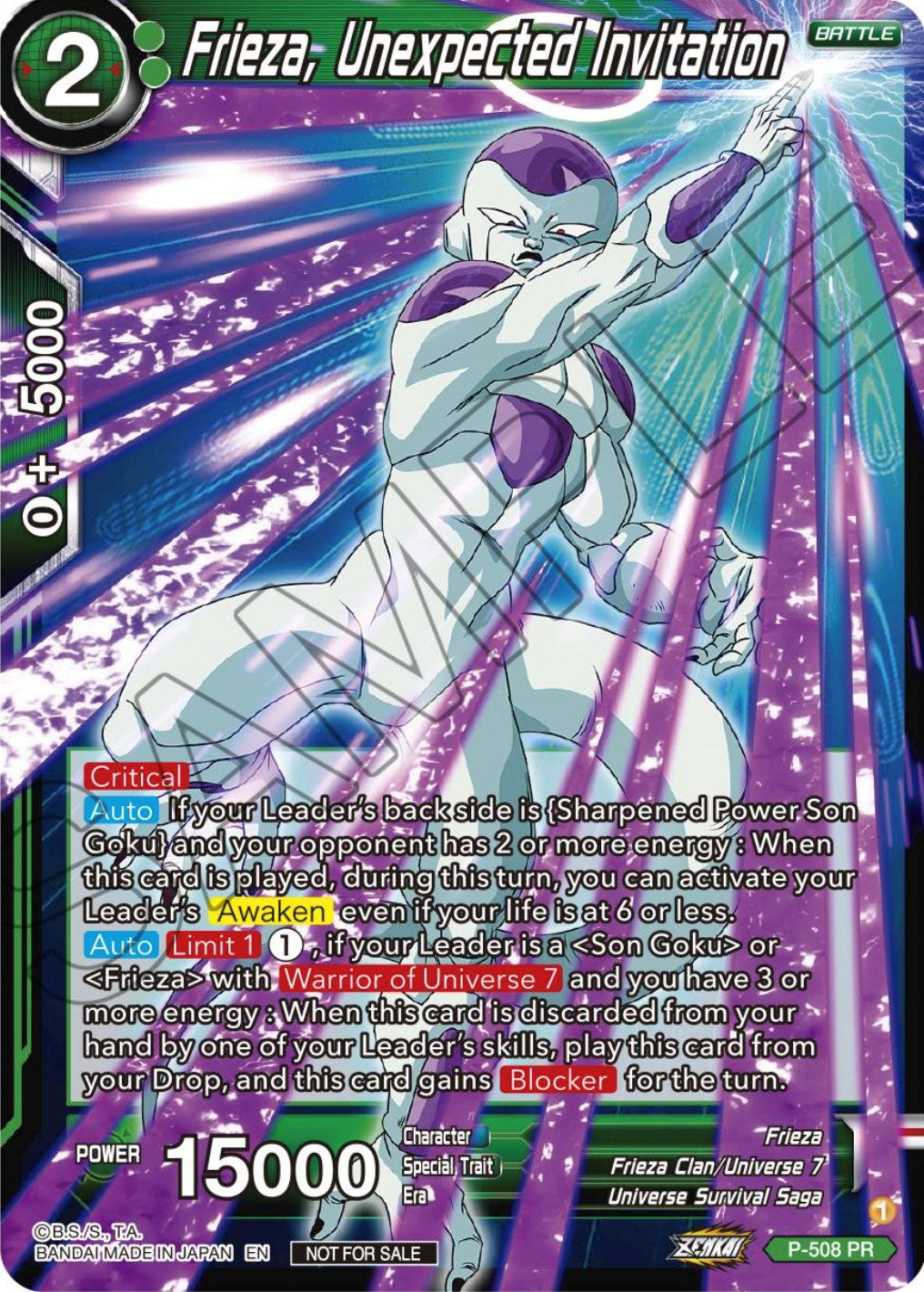 Frieza, Unexpected Invitation (Zenkai Series Tournament Pack Vol.4) (P-508) [Tournament Promotion Cards] | Tables and Towers