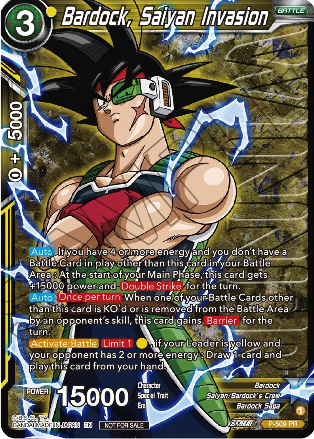 Bardock, Saiyan Invasion (Zenkai Series Tournament Pack Vol.4 Winner) (P-509) [Tournament Promotion Cards] | Tables and Towers