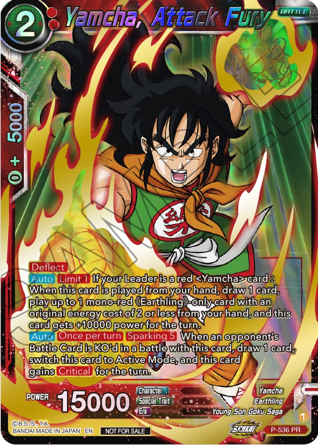 Yamcha, Attack Fury (Championship Selection Pack 2023 Vol.2) (Gold-Stamped Shatterfoil) (P-536) [Tournament Promotion Cards] | Tables and Towers