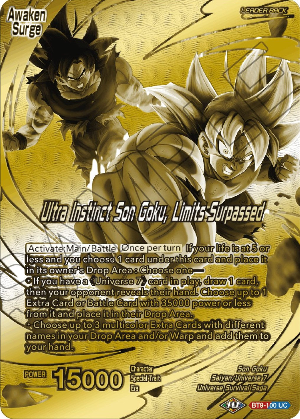 Son Goku // Ultra Instinct Son Goku, Limits Surpassed (Championship 2023 Golden Card Vol.2, Version 1) (BT9-100) [Tournament Promotion Cards] | Tables and Towers