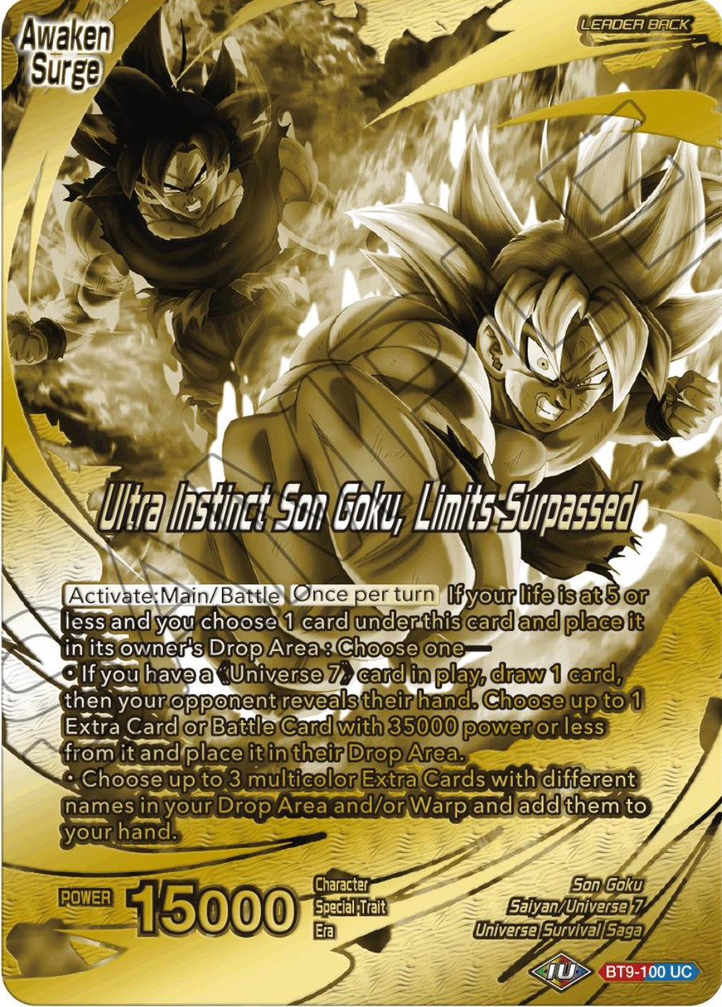 Son Goku // Ultra Instinct Son Goku, Limits Surpassed (Championship 2023 Golden Card Vol.2, Version 2) (BT9-100) [Tournament Promotion Cards] | Tables and Towers