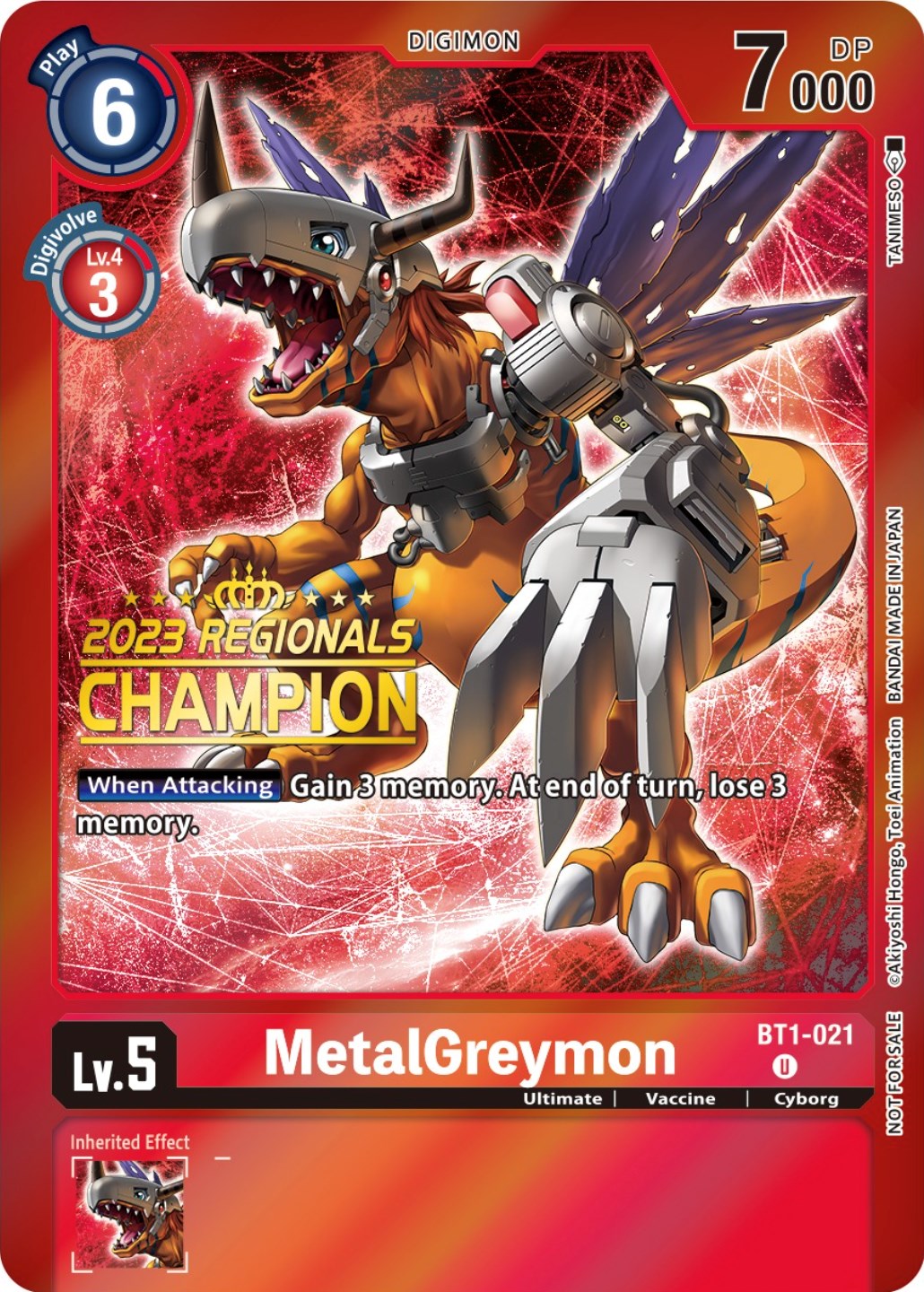 MetalGreymon [BT1-021] (2023 Regionals Champion) [Release Special Booster Promos] | Tables and Towers