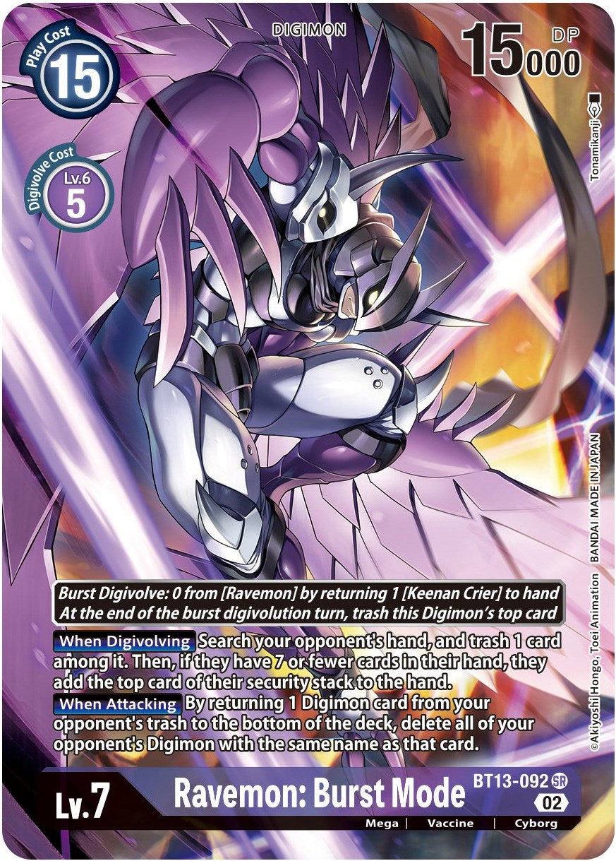 Ravemon: Burst Mode [BT13-092] (Alternate Art) [Versus Royal Knights Booster] | Tables and Towers