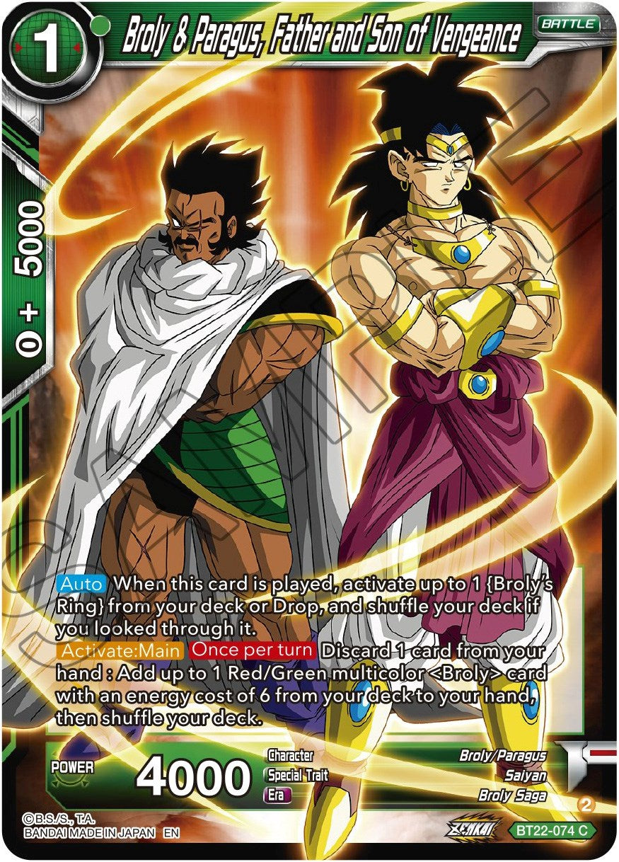 Broly & Paragus, Father and Son of Vengeance (BT22-074) [Critical Blow] | Tables and Towers