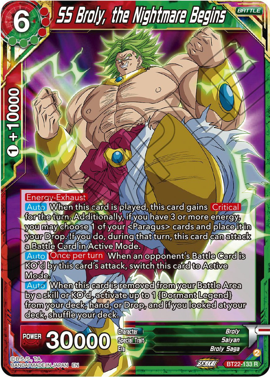 SS Broly, the Nightmare Begins (BT22-133) [Critical Blow] | Tables and Towers