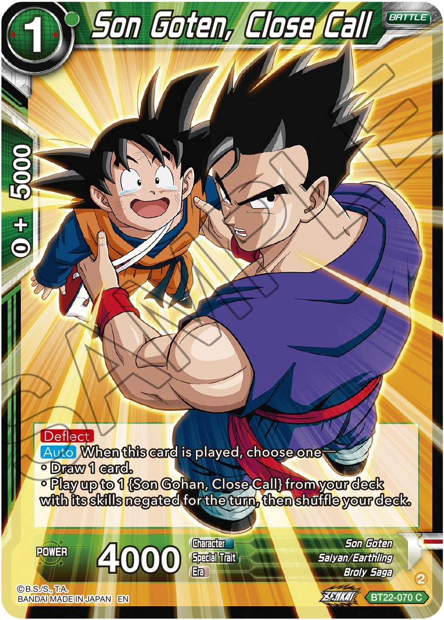 Son Goten, Close Call (BT22-070) [Critical Blow] | Tables and Towers