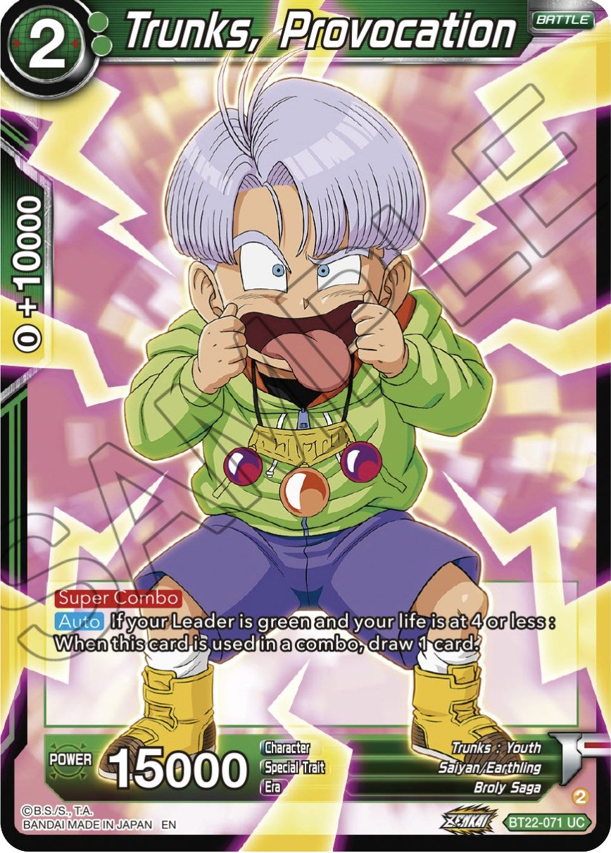 Trunks, Provocation (BT22-071) [Critical Blow] | Tables and Towers