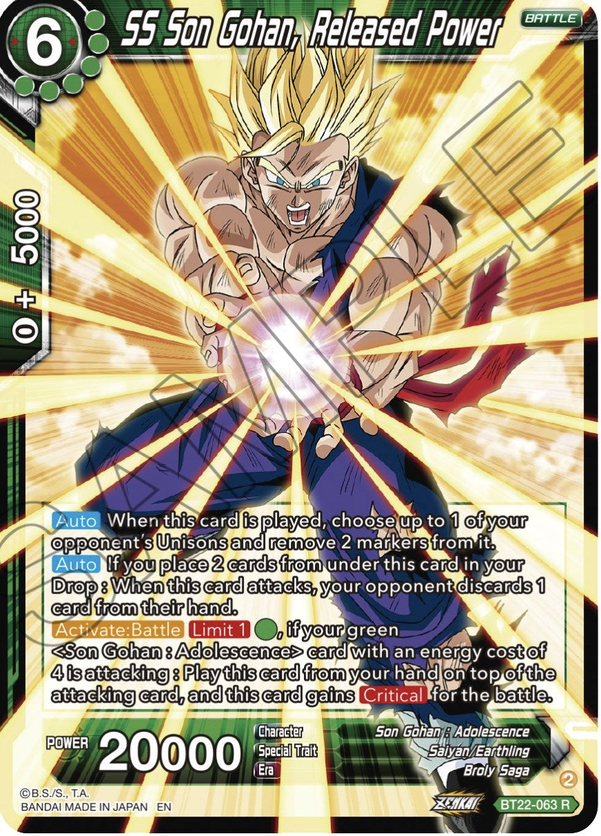 SS Son Gohan, Released Power (BT22-063) [Critical Blow] | Tables and Towers