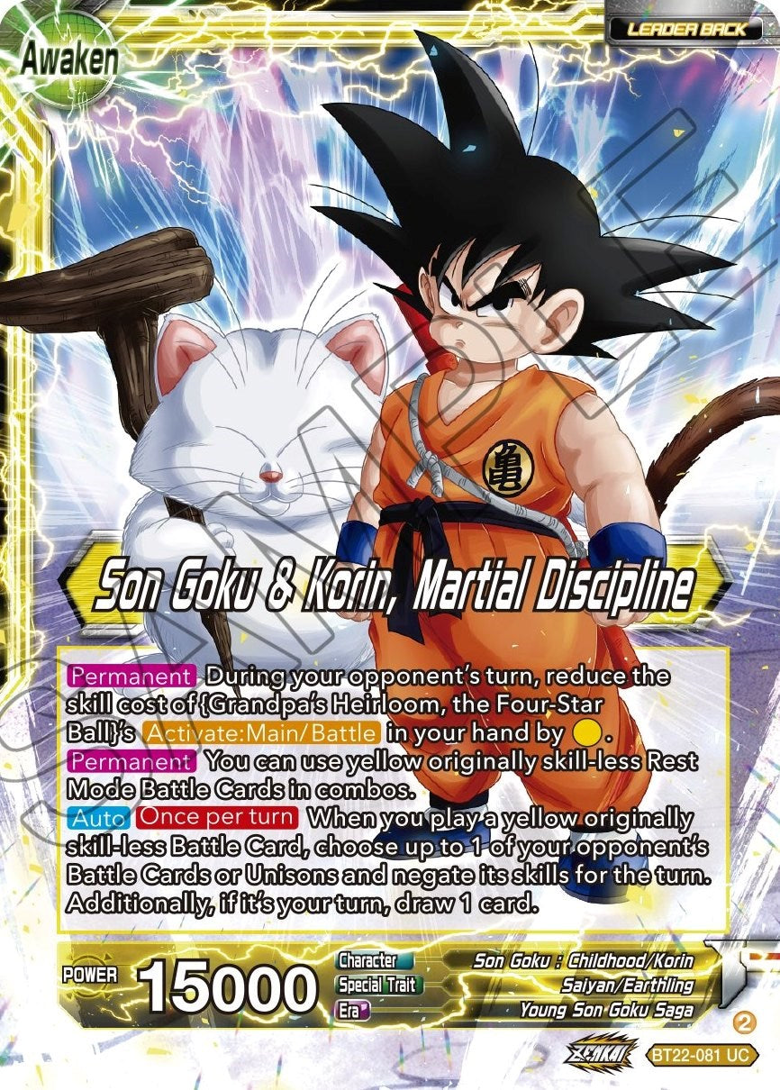 Son Goku // Son Goku & Korin, Martial Discipline (BT22-081) [Critical Blow] | Tables and Towers