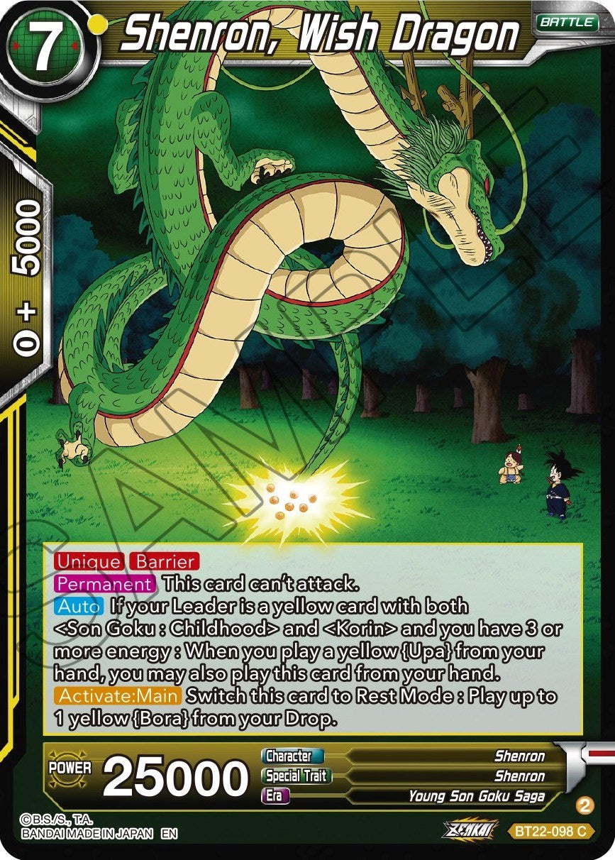 Shenron, Wish Dragon (BT22-098) [Critical Blow] | Tables and Towers