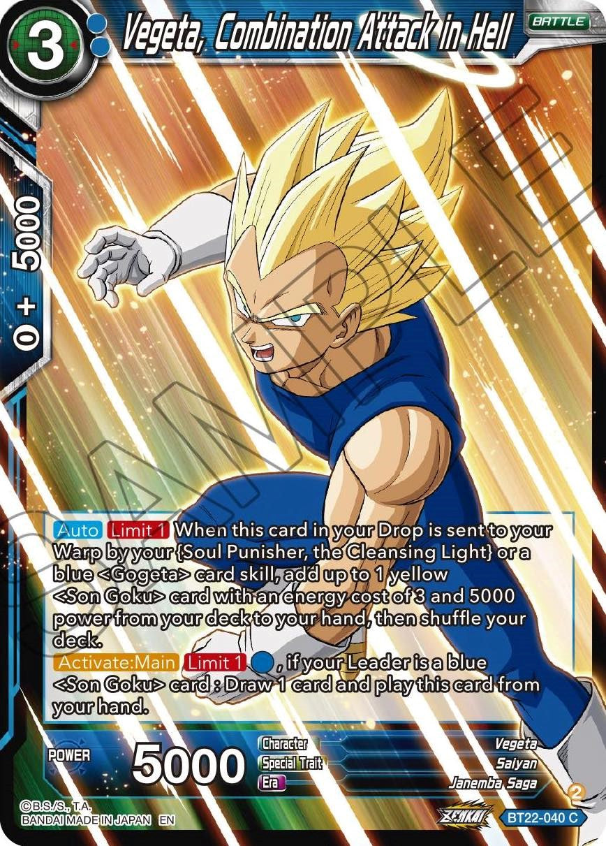 Vegeta, Combination Attack in Hell (BT22-040) [Critical Blow] | Tables and Towers