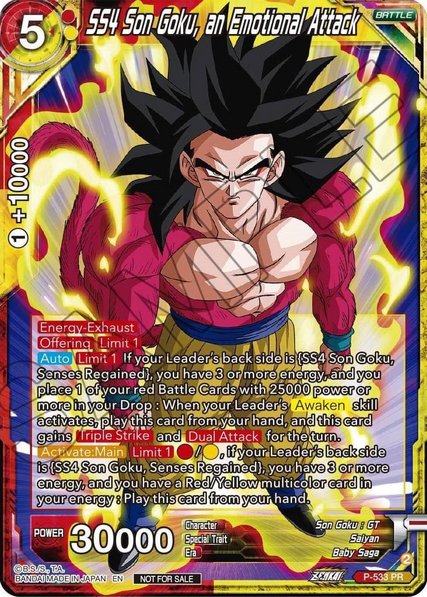 SS4, Son Goku, an Emotional Attack (Zenkai Series Tournament Pack Vol.5) (P-533) [Tournament Promotion Cards] | Tables and Towers