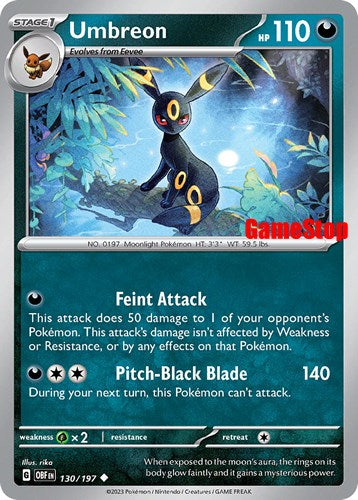 Umbreon (130/197) (GameStop Exclusive) [Scarlet & Violet: Obsidian Flames] | Tables and Towers