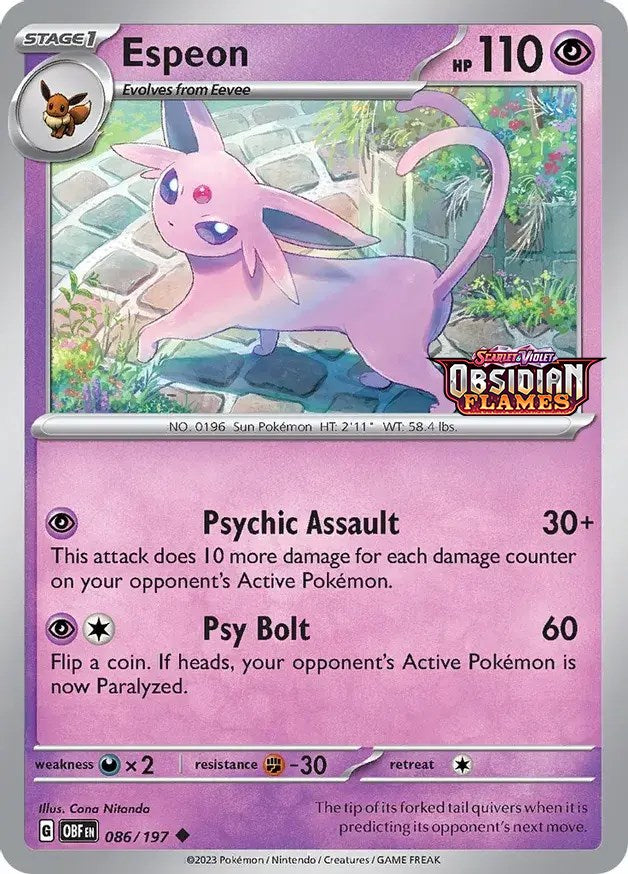 Espeon (086/197) (Best Buy Exclusive) [Scarlet & Violet: Obsidian Flames] | Tables and Towers