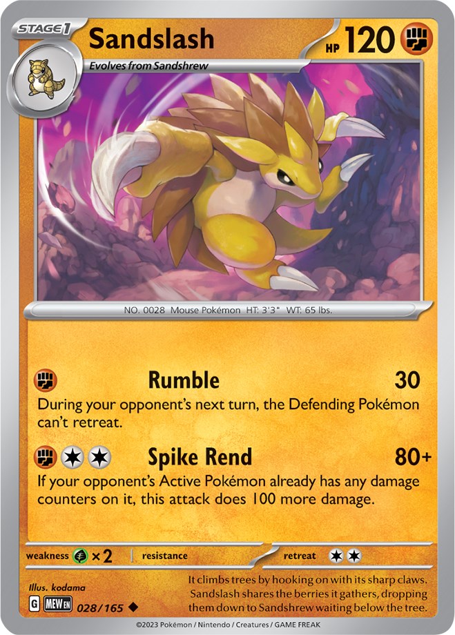 Sandslash (028/165) [Scarlet & Violet: 151] | Tables and Towers