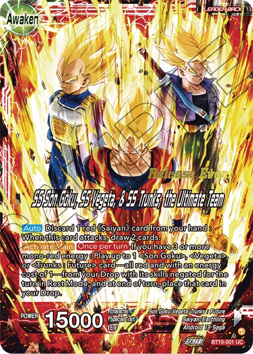 Son Goku & Vegeta & Trunks // SS Son Goku, SS Vegeta, & SS Trunks, the Ultimate Team (Fighter's Ambition Holiday Pack) (BT19-001) [Tournament Promotion Cards] | Tables and Towers