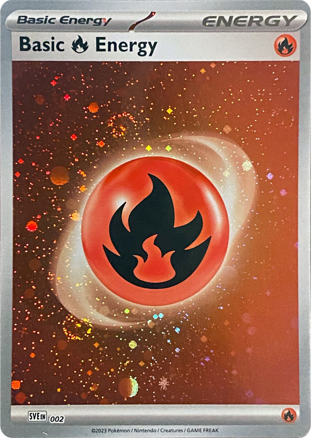 Basic Fire Energy (002) (Cosmos Holo) [Scarlet & Violet: Base Set] | Tables and Towers