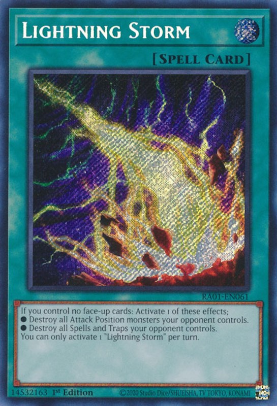 Lightning Storm [RA01-EN061] Secret Rare | Tables and Towers