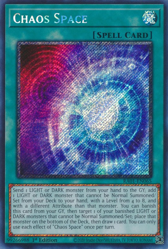 Chaos Space [RA01-EN065] Platinum Secret Rare | Tables and Towers