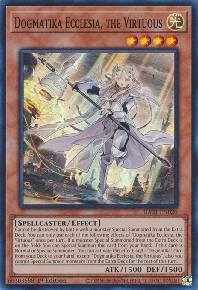 Dogmatika Ecclesia, the Virtuous [RA01-EN020] Super Rare | Tables and Towers