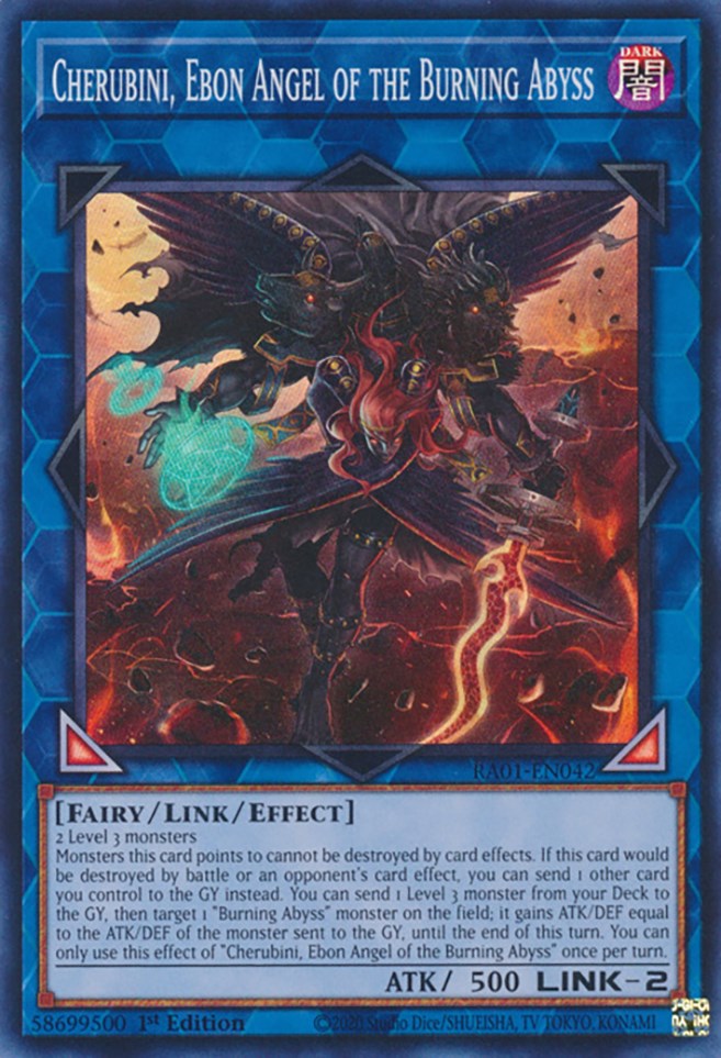 Cherubini, Ebon Angel of the Burning Abyss [RA01-EN042] Super Rare | Tables and Towers