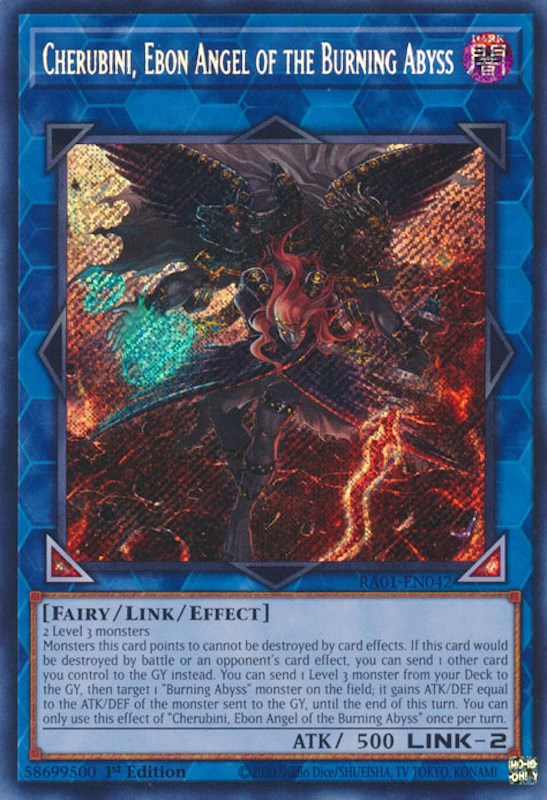 Cherubini, Ebon Angel of the Burning Abyss [RA01-EN042] Secret Rare | Tables and Towers