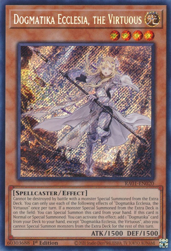 Dogmatika Ecclesia, the Virtuous [RA01-EN020] Secret Rare | Tables and Towers