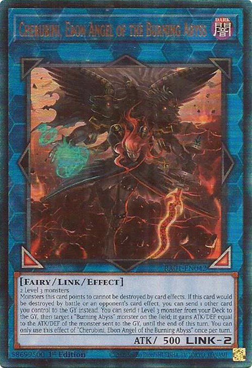 Cherubini, Ebon Angel of the Burning Abyss [RA01-EN042] Prismatic Ultimate Rare | Tables and Towers