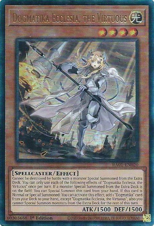 Dogmatika Ecclesia, the Virtuous [RA01-EN020] Prismatic Ultimate Rare | Tables and Towers